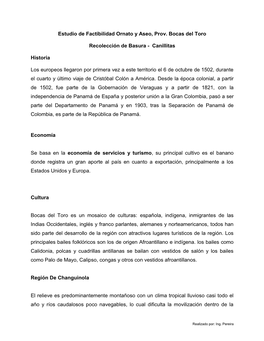 Distritos Y Corregimientos De Bocas Del Toro Cabecera De