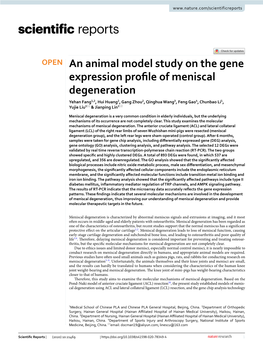 An Animal Model Study on the Gene Expression Profile of Meniscal