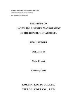 The Study on Landslide Disaster Management in the Republic of Armenia