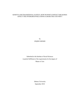 Kosovo and Transitional Justice: How Do Post-Conflict Measures Affect the Intergroup Relations Across the Country?