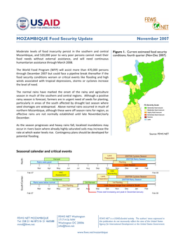 Mozambique Food Security Update, November 2007