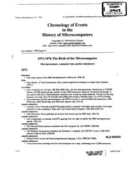 Chronology of Events in the History of Microcomputers