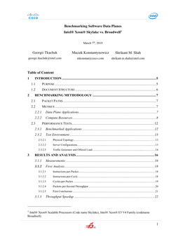 1 Benchmarking Software Data Planes Intel® Xeon® Skylake Vs