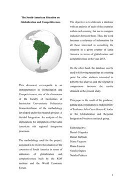 1 the South-American Situation on Globalization and Competitiveness