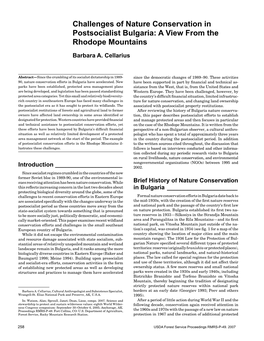 Challenges of Nature Conservation in Postsocialist Bulgaria: a View from the Rhodope Mountains