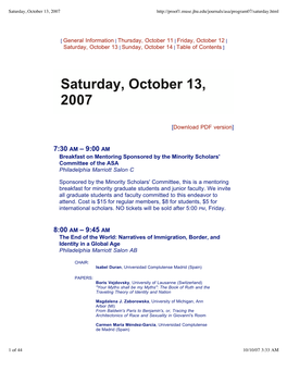Saturday, October 13, 2007