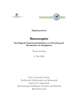 Neurocopter Eine ﬂiegende Experimentierplattform Zur Erforschung Der Hirnaktivität Von Honigbienen