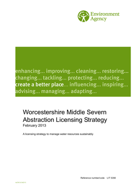 Worcestershire Middle Severn Abstraction Licensing Strategy 1