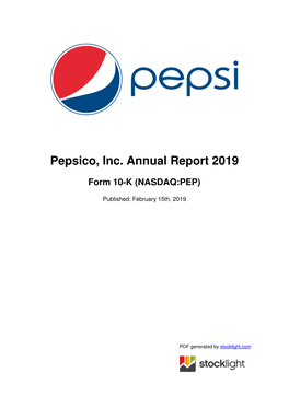 Pepsico, Inc. Annual Report 2019