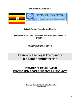 Review of the Legal Framework for Land Administration in Uganda, 2010