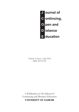 J Ournal of C Ontinuing, O Pen and D Istance E Ducation