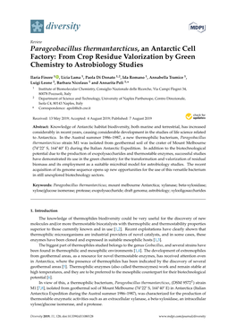 Parageobacillus Thermantarcticus, an Antarctic Cell Factory: from Crop Residue Valorization by Green Chemistry to Astrobiology Studies