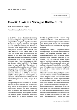 Enzootic Ataxia in a Norwegian Red Deer Herd