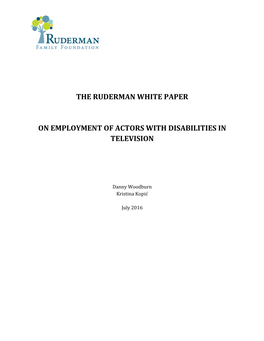 The Ruderman White Paper on Employment of Actors