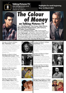 The Colour of Money on Talking Pictures TV Stars: Paul Newman, Tom Cruise, Helen Shaver, Mary Elizabeth Mastrantonio, John Turturro, Bill Cobbs, Forest Whitaker