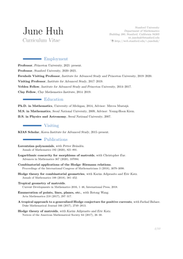 June Huh – Curriculum Vitae