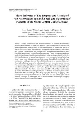 Video Estimates of Red Snapper and Associated Fish Assemblages on Sand, Shell, and Natural Reef Habitats in the North-Central Gulf of Mexico