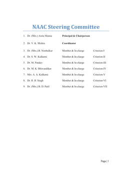 NAAC Steering Committee
