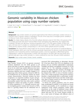 Genomic Variability in Mexican Chicken Population Using Copy Number Variants E