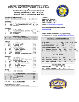 Hofstra University Pride (2-0, 0-0 Caa)