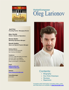 Oleg Larionov – Biography