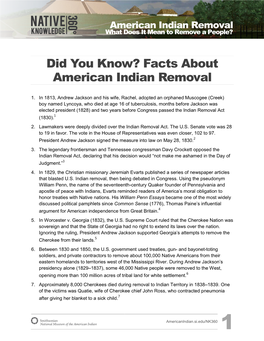 American Indian Removal What Does It Mean to Remove a People?