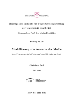 Modellierung Von Arsen in Der Mulde