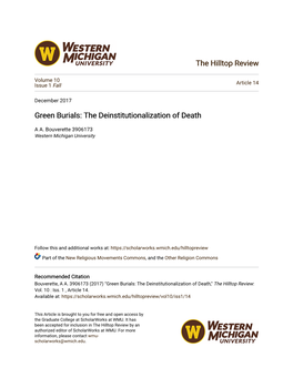 Green Burials: the Deinstitutionalization of Death