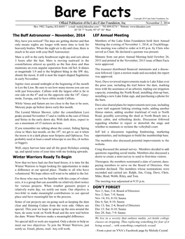 Official Publication of the Lake Edun Foundation, Inc. the Buff
