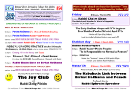 The Joy Club Birkat Hachama and Pesach with Pre•Pesach Shiur by Rabbi Zelig Pliskin Rabbi Ephraim Sprecher