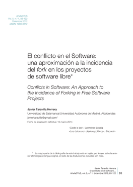 Fork» En Los Proyectos De Software Libre = Conflicts in So