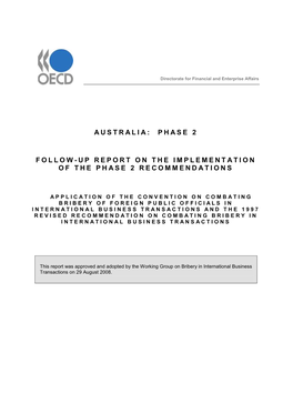 Australia: Phase 2 Follow-Up Report on the Implementation of The