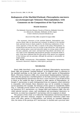Tus (Actinopterygii: Teleostei: Platycephalidae), with Comments on the Composition of the Type Series