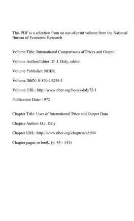 Uses of International Price and Output Data