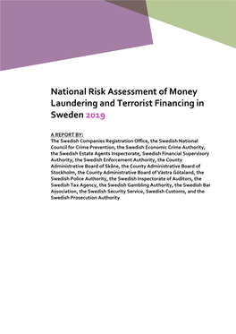 National Risk Assessment of Money Laundering and Terrorist Financing in Sweden 2019