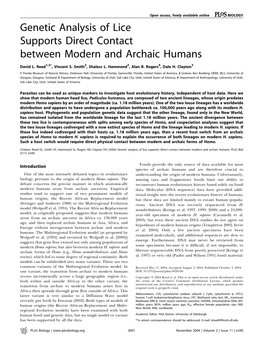 Genetic Analysis of Lice Supports Direct Contact Between Modern and Archaic Humans