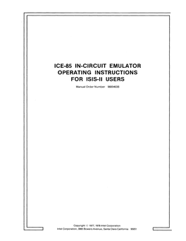 Ice-8S In-Circuit Emulator Operating Instructions for Isis-Ii Users