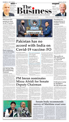 PM Imran Nominates Mirza Afridi for Senate Deputy Chairman