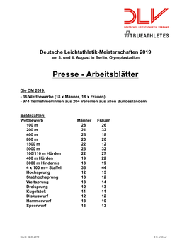 Presse - Arbeitsblätter