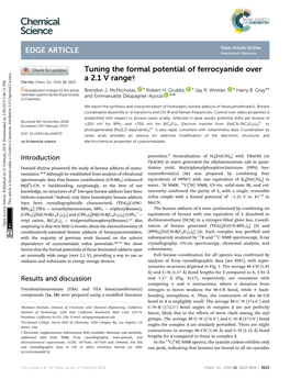 Tuning the Formal Potential of Ferrocyanide Over a 2.1 V Range† Cite This: Chem