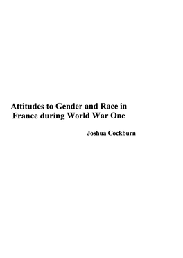 Attitudes to Gender and Race in France During World War One