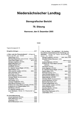 Stenografischer Bericht 78. Sitzung