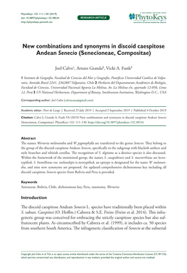 New Combinations and Synonyms in Discoid Caespitose Andean Senecio (Senecioneae, Compositae)