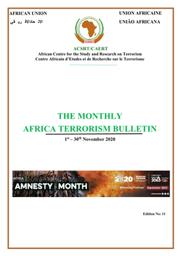 Monthly Africa Terrorism Bulletin-November 2020