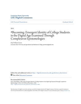 Emergent Identity of College Students in the Digital Age
