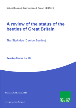 A Review of the Status of the Beetles of Great Britain the Silphidae