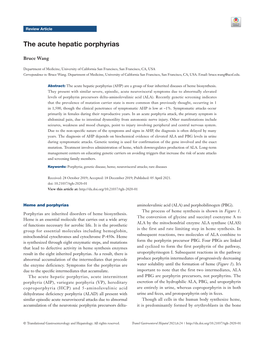 The Acute Hepatic Porphyrias