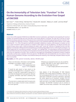 “Function” in the Human Genome According to the Evolution-Free Gospel of ENCODE