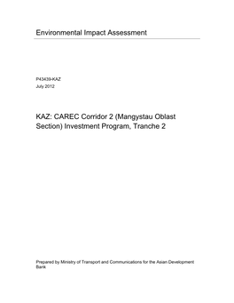 Draft EIA for MFF CAREC Corridor 2 (Mangystau Oblast Sections), Tranche 2