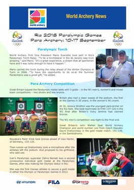 Rio 2016 Paralympic Games Para Archery: 10-17 September